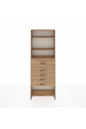 Arges Dolap 3 Raflı 5 Çekmeceli 88x30x243 Çam-Çam