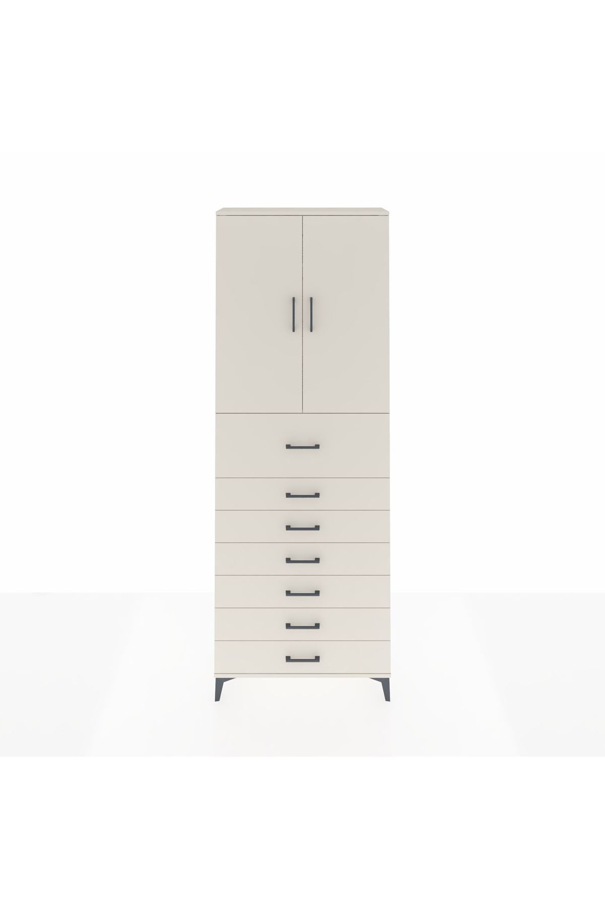 Arges Dolap 3 Raflı 7 Çekmeceli 2 Kapaklı 88x30x243 Aytaşı-Aytaşı