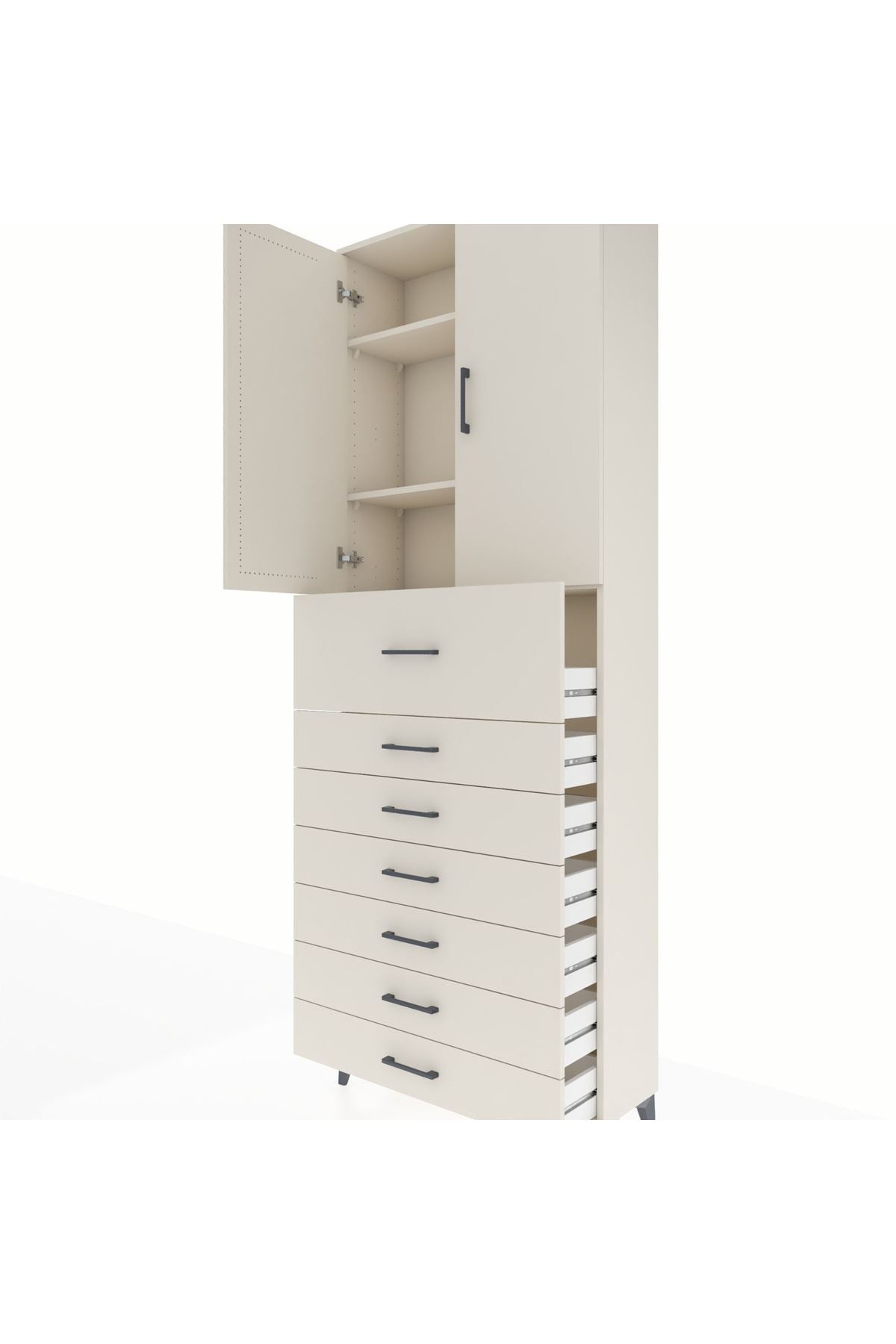 Arges Dolap 3 Raflı 7 Çekmeceli 2 Kapaklı 88x30x243 Aytaşı-Aytaşı