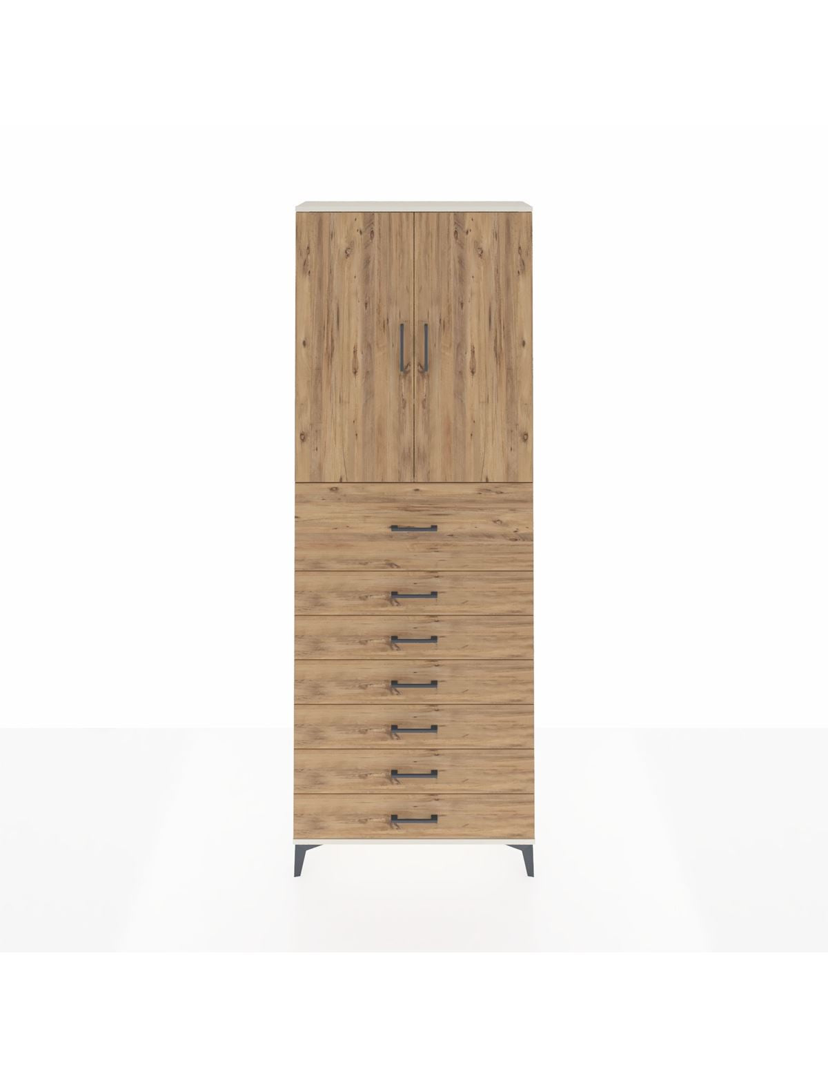 Arges Dolap 3 Raflı 7 Çekmeceli 2 Kapaklı 88x30x243 Aytaşı-Çam