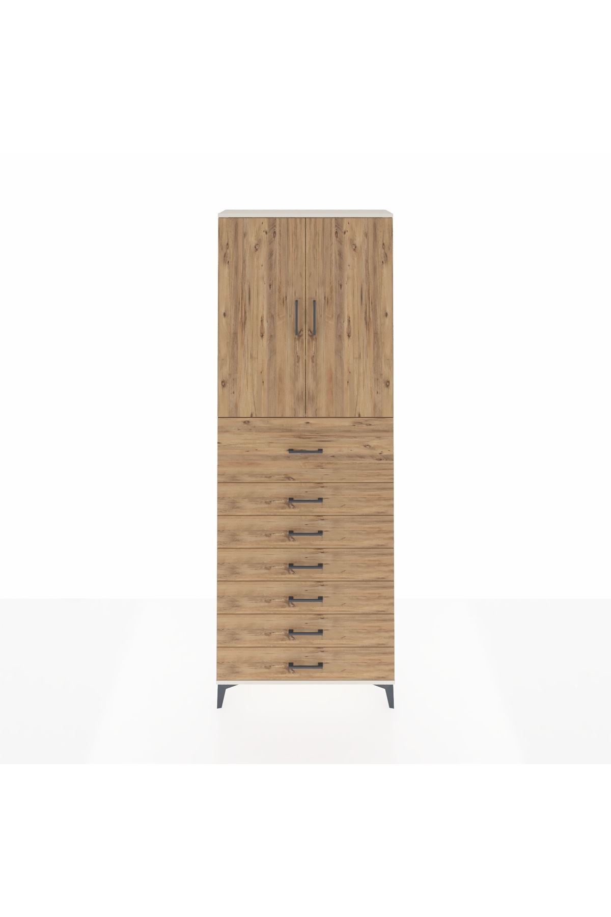 Arges Dolap 3 Raflı 7 Çekmeceli 2 Kapaklı 88x30x243 Aytaşı-Çam