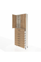 Arges Dolap 3 Raflı 7 Çekmeceli 2 Kapaklı 88x30x243 Aytaşı-Çam