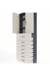 Arges Dolap 3 Raflı 7 Çekmeceli 2 Kapaklı 88x30x243 Antrasit-Aytaşı