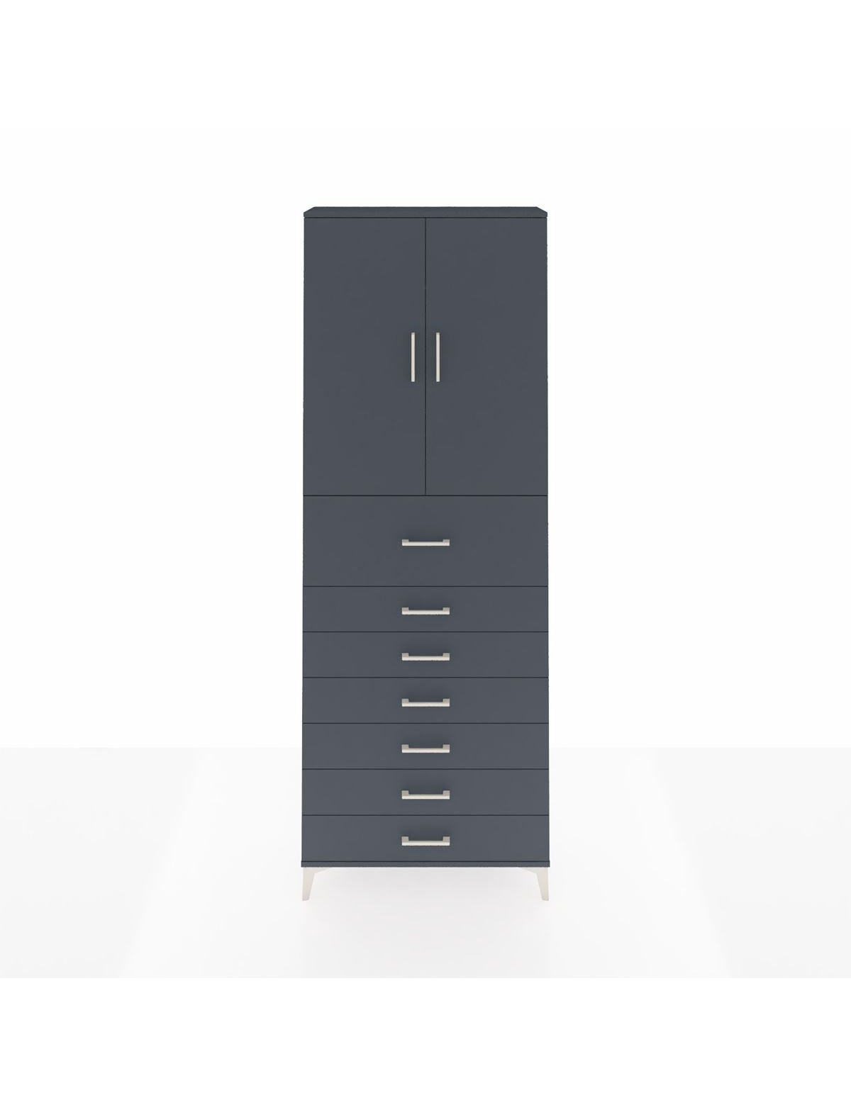 Arges Dolap 3 Raflı 7 Çekmeceli 2 Kapaklı 88x30x243 Antrasit-Antrasit