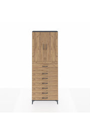 Arges Dolap 3 Raflı 7 Çekmeceli 2 Kapaklı 88x30x243 Antrasit-Çam