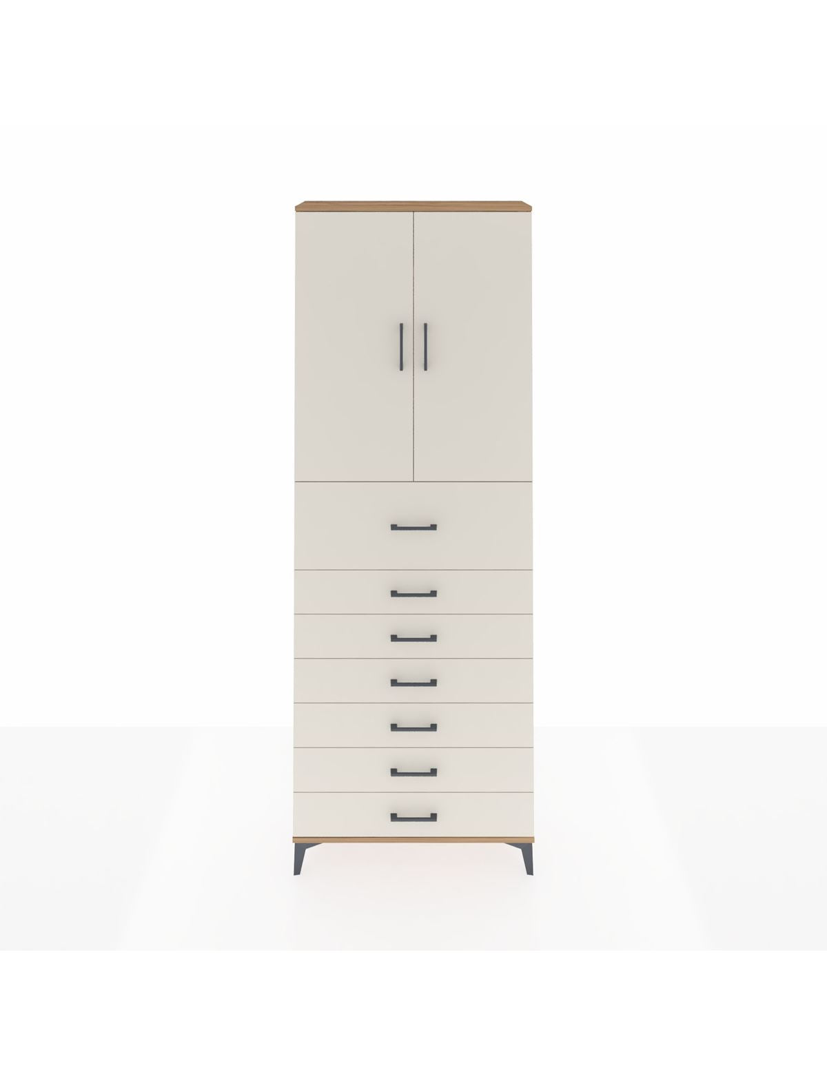 Arges Dolap 3 Raflı 7 Çekmeceli 2 Kapaklı 88x30x243 Çam-Aytaşı