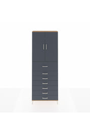 Arges Dolap 3 Raflı 7 Çekmeceli 2 Kapaklı 88x30x243 Çam-Antrasit