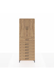 Arges Dolap 3 Raflı 7 Çekmeceli 2 Kapaklı 88x30x243 Çam-Çam