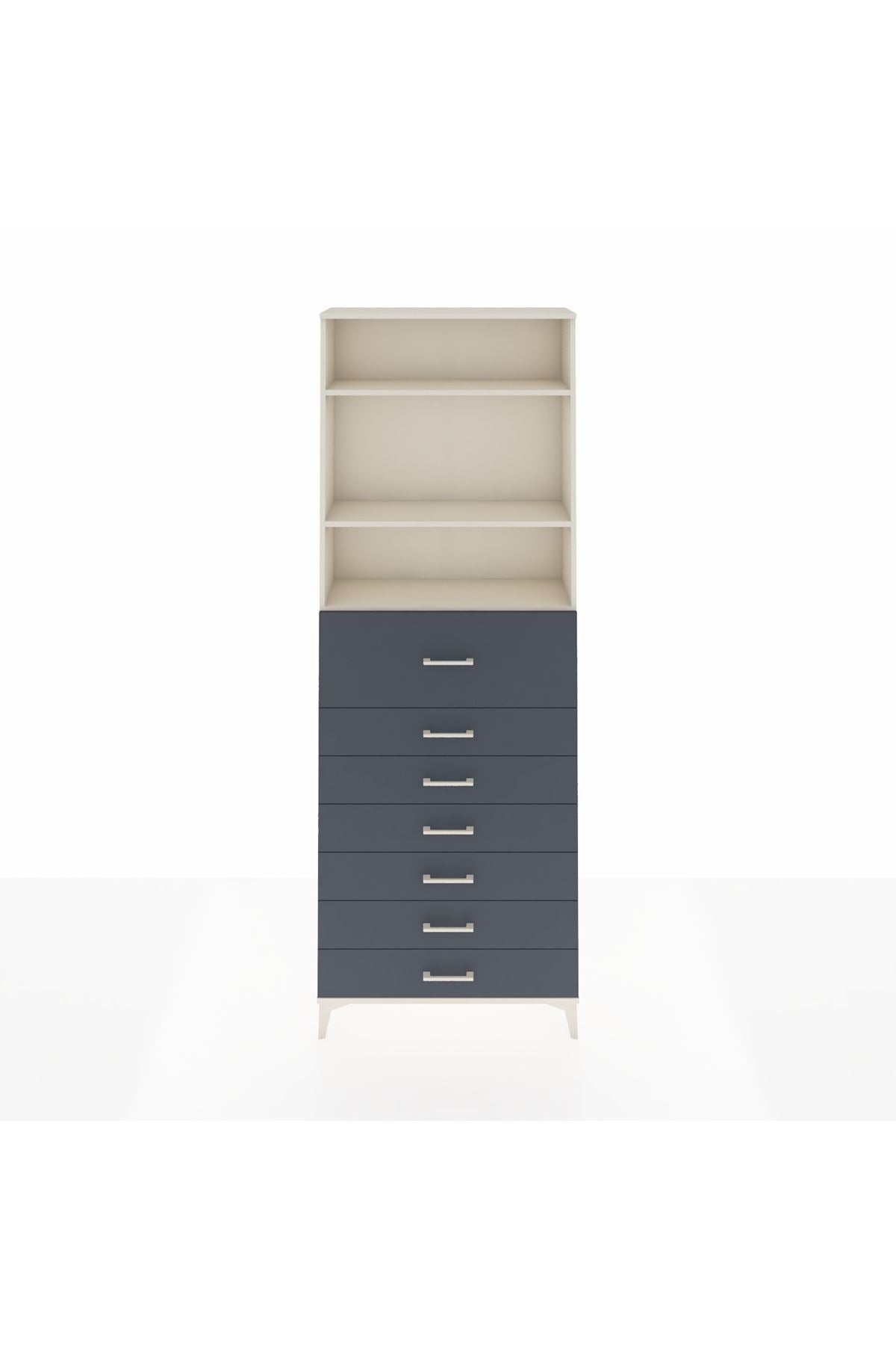 Arges Dolap 3 Raflı 7 Çekmeceli 88x30x243 Aytaşı-Antrasit