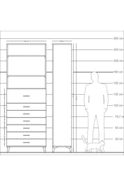 Arges Dolap 3 Raflı 7 Çekmeceli 88x30x243 Aytaşı-Antrasit