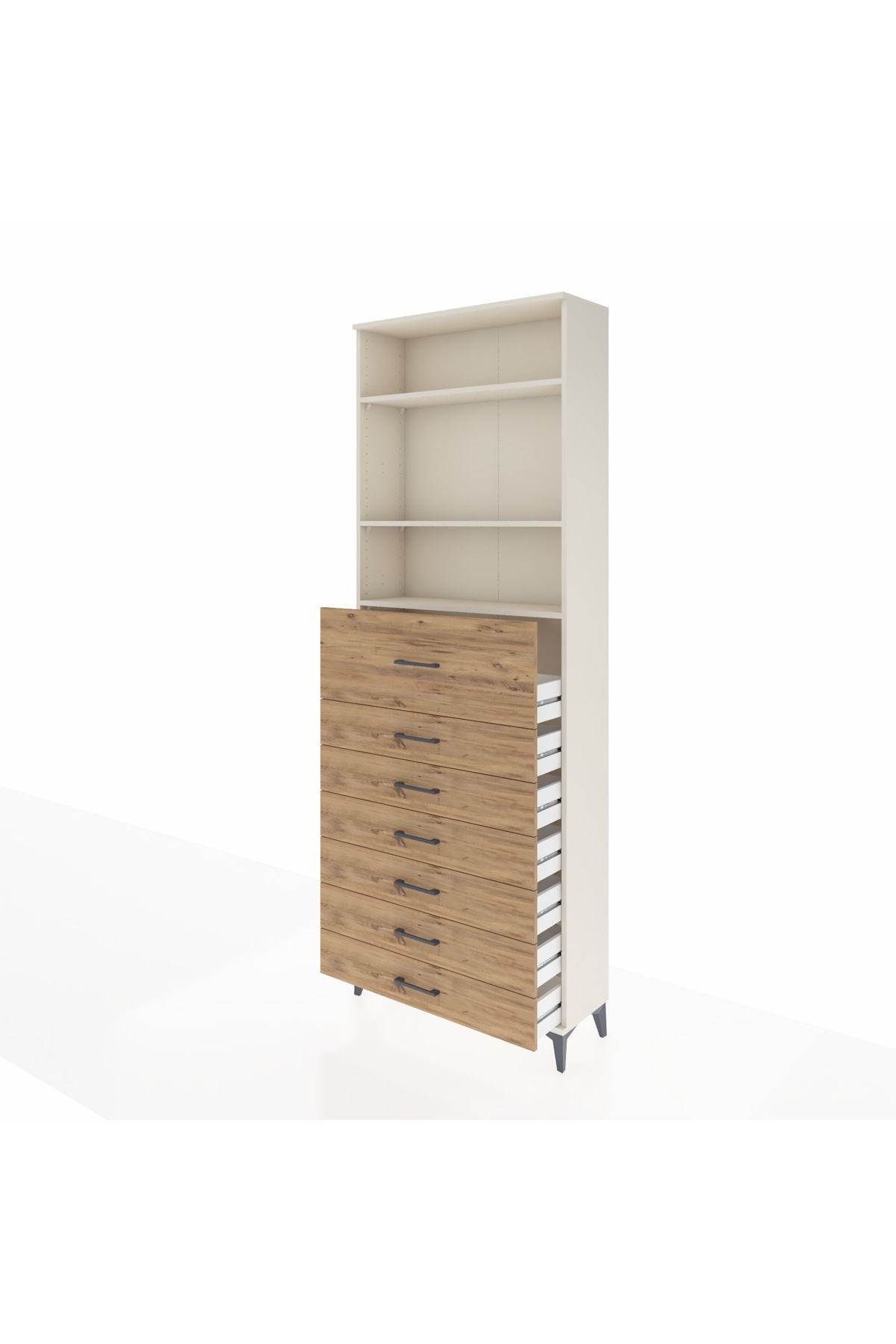 Arges Dolap 3 Raflı 7 Çekmeceli 88x30x243 Aytaşı-Çam