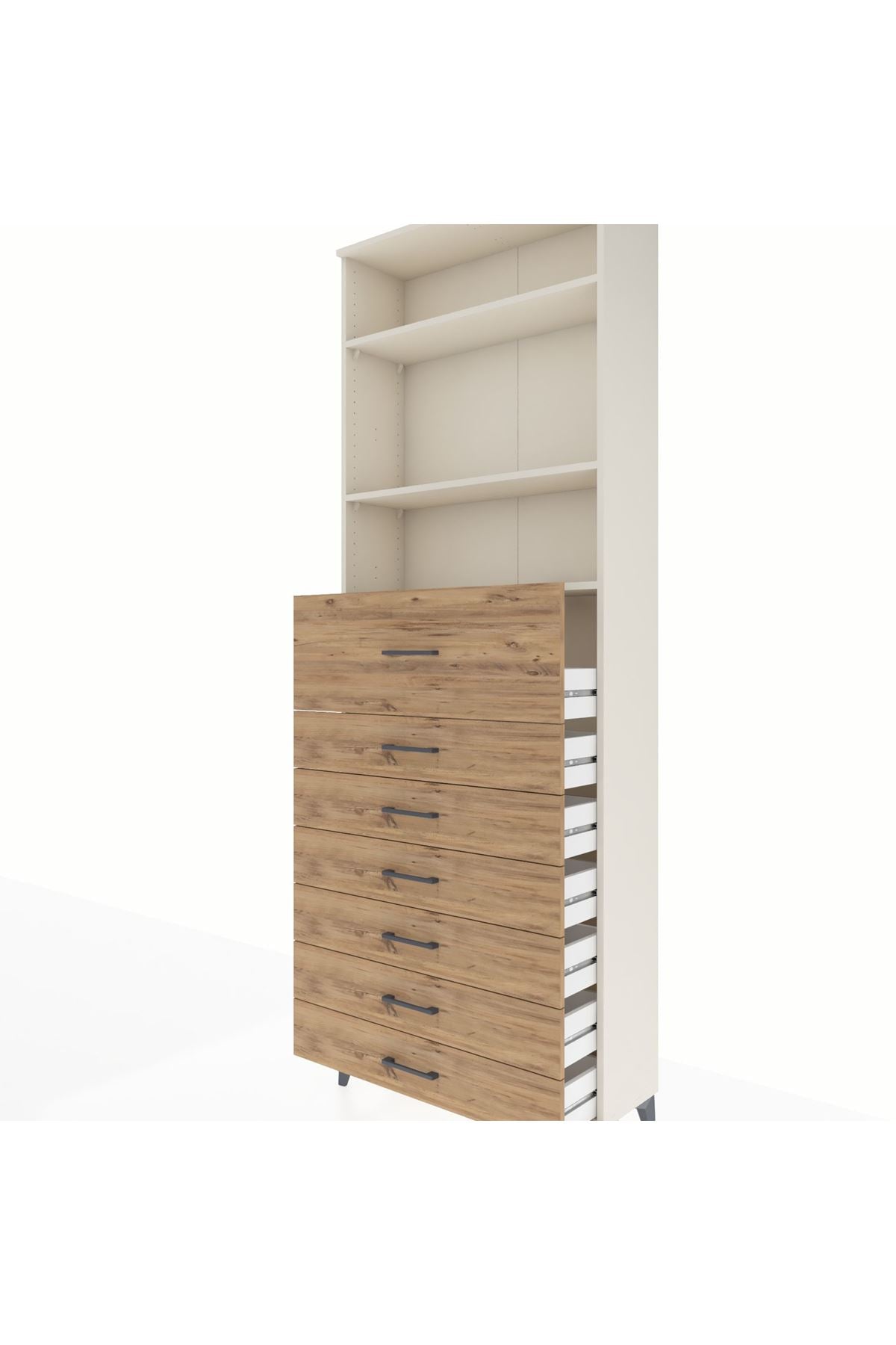 Arges Dolap 3 Raflı 7 Çekmeceli 88x30x243 Aytaşı-Çam