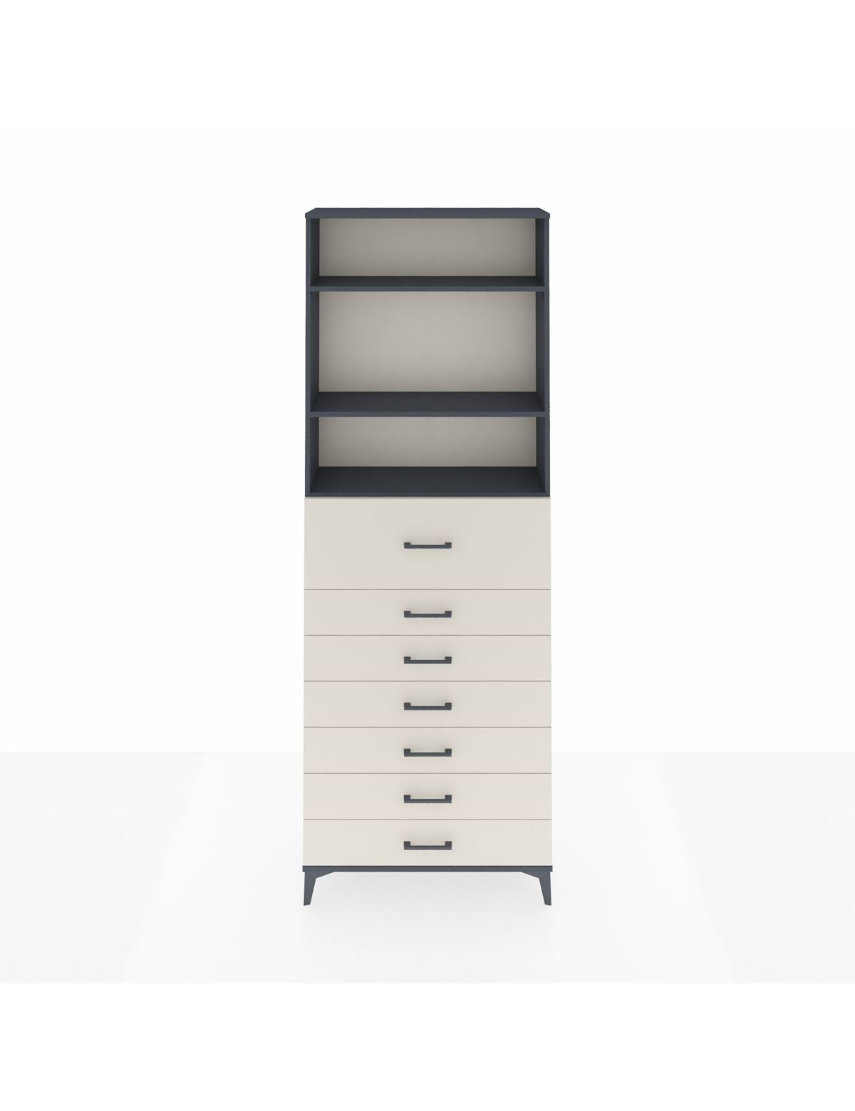 Arges Dolap 3 Raflı 7 Çekmeceli 88x30x243 Antrasit-Aytaşı