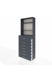 Arges Dolap 3 Raflı 7 Çekmeceli 88x30x243 Antrasit-Antrasit