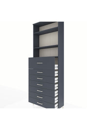 Arges Dolap 3 Raflı 7 Çekmeceli 88x30x243 Antrasit-Antrasit