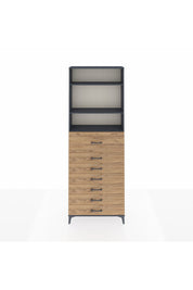 Arges Dolap 3 Raflı 7 Çekmeceli 88x30x243 Antrasit-Çam