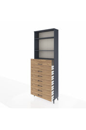 Arges Dolap 3 Raflı 7 Çekmeceli 88x30x243 Antrasit-Çam