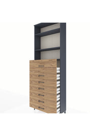 Arges Dolap 3 Raflı 7 Çekmeceli 88x30x243 Antrasit-Çam