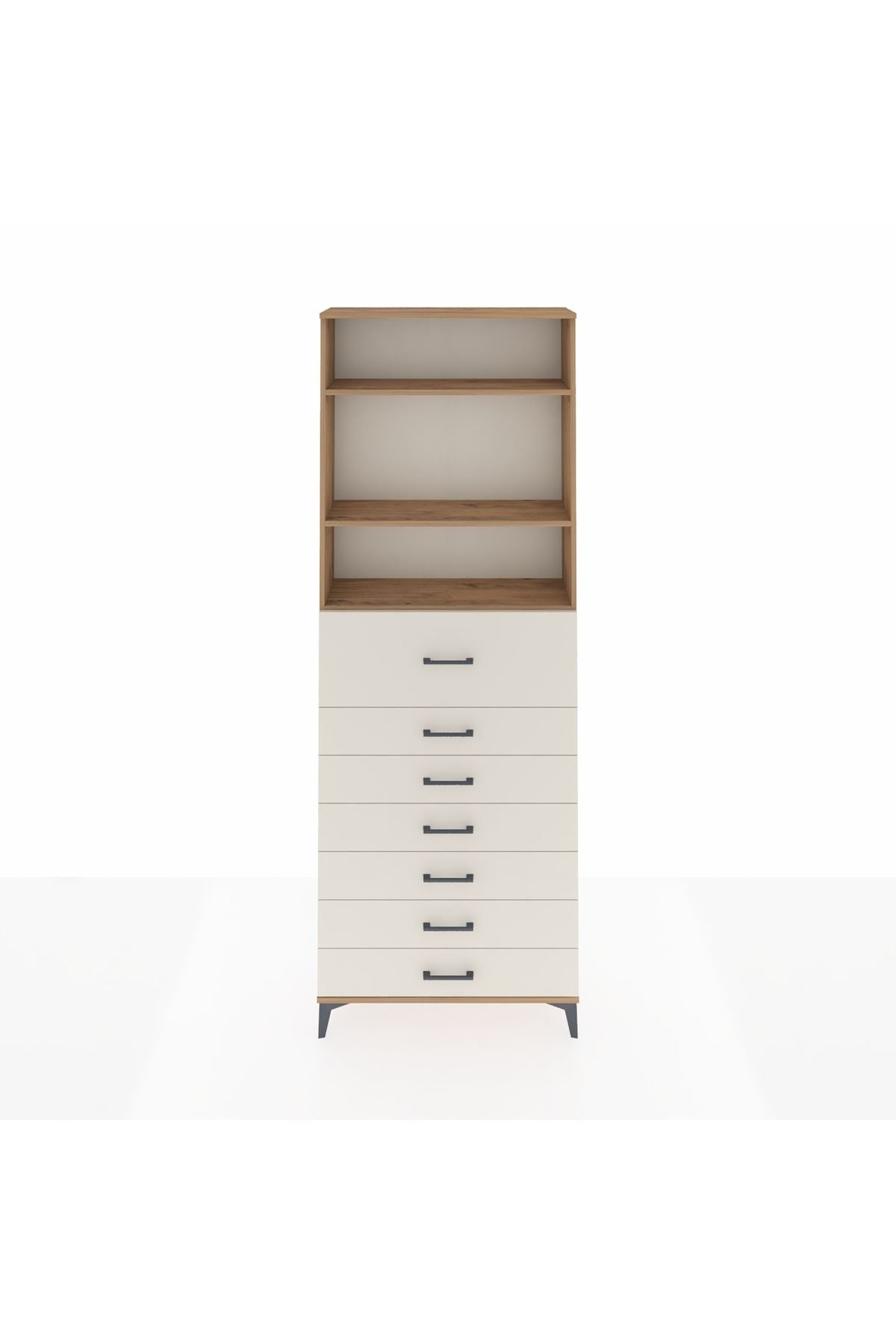 Arges Dolap 3 Raflı 7 Çekmeceli 88x30x243 Çam-Aytaşı