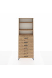 Arges Dolap 3 Raflı 7 Çekmeceli 88x30x243 Çam-Çam