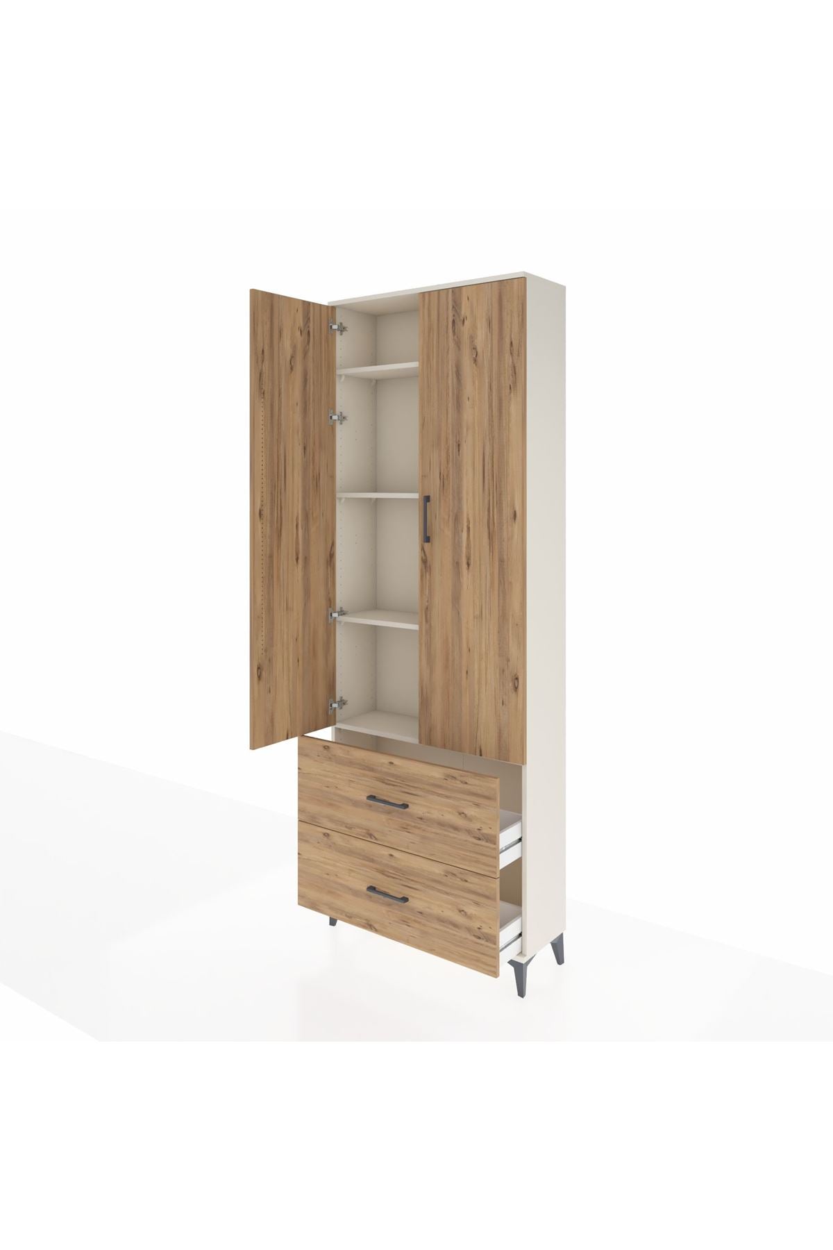 Arges Dolap 4 Raflı 2 Çekmeceli 2 Kapaklı 88x30x243 Aytaşı-Çam