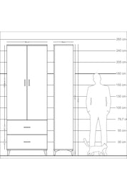 Arges Dolap 4 Raflı 2 Çekmeceli 2 Kapaklı 88x30x243 Antrasit-Aytaşı