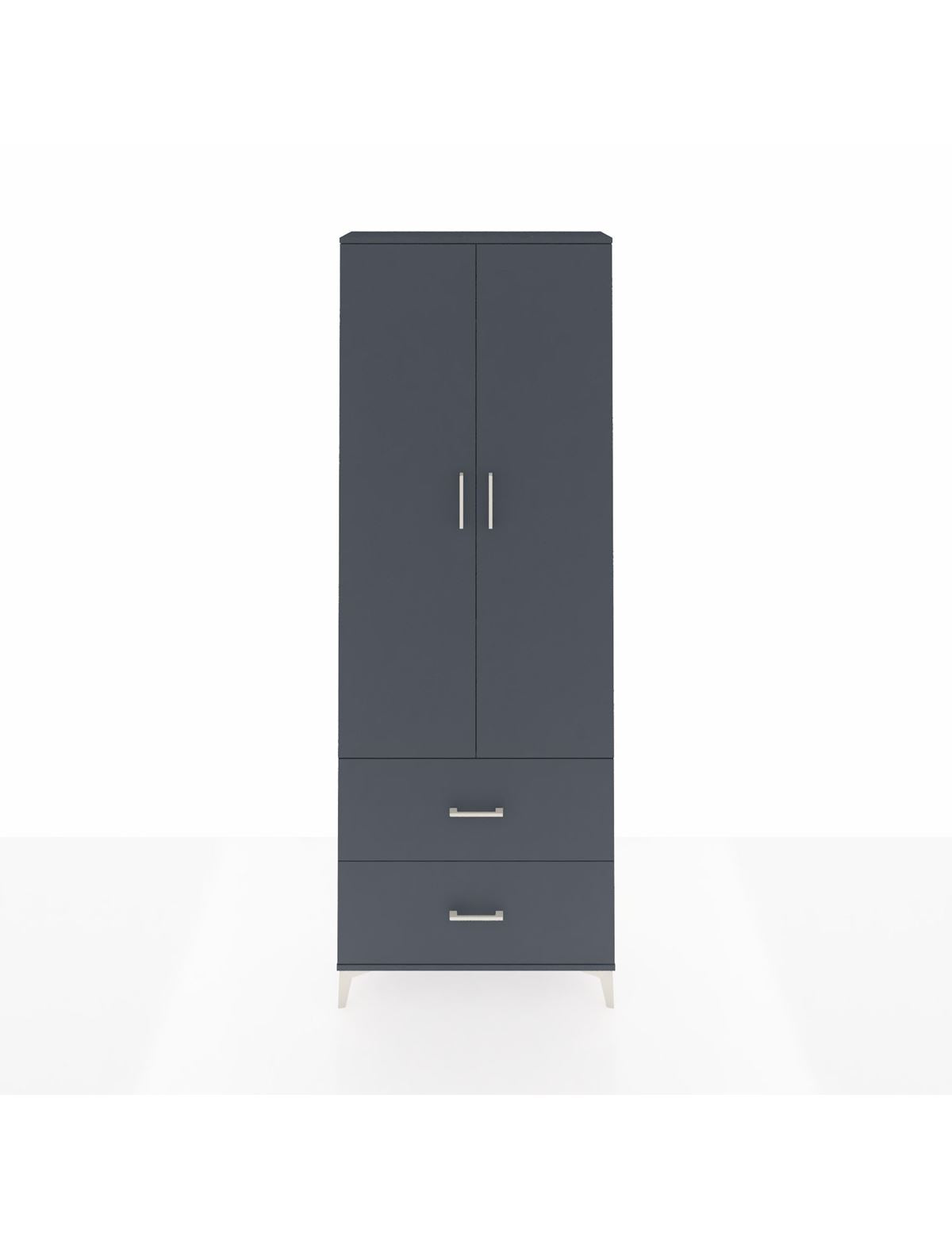 Arges Dolap 4 Raflı 2 Çekmeceli 2 Kapaklı 88x30x243 Antrasit-Antrasit