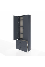 Arges Dolap 4 Raflı 2 Çekmeceli 2 Kapaklı 88x30x243 Antrasit-Antrasit