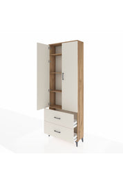 Arges Dolap 4 Raflı 2 Çekmeceli 2 Kapaklı 88x30x243 Çam-Aytaşı