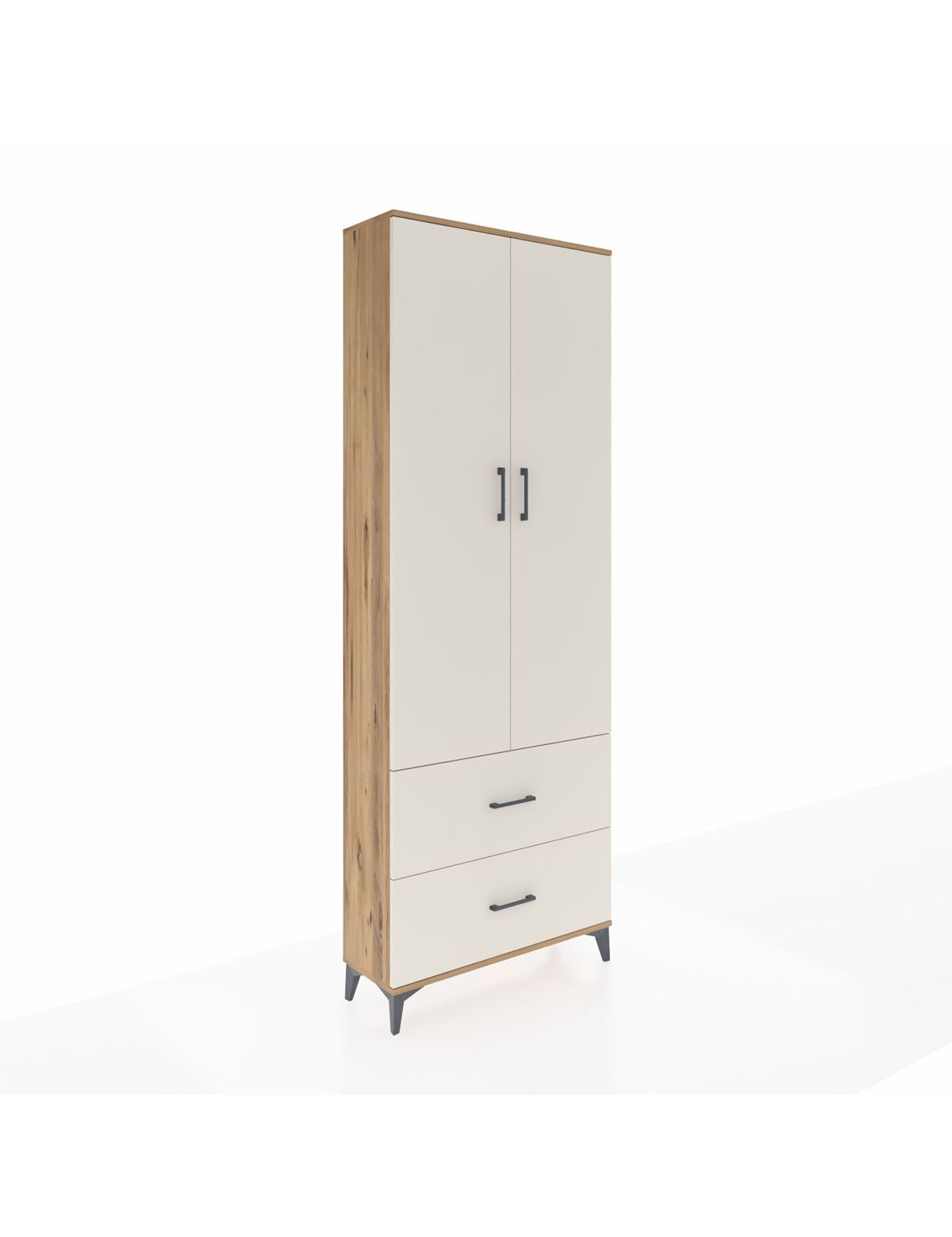 Arges Dolap 4 Raflı 2 Çekmeceli 2 Kapaklı 88x30x243 Çam-Aytaşı