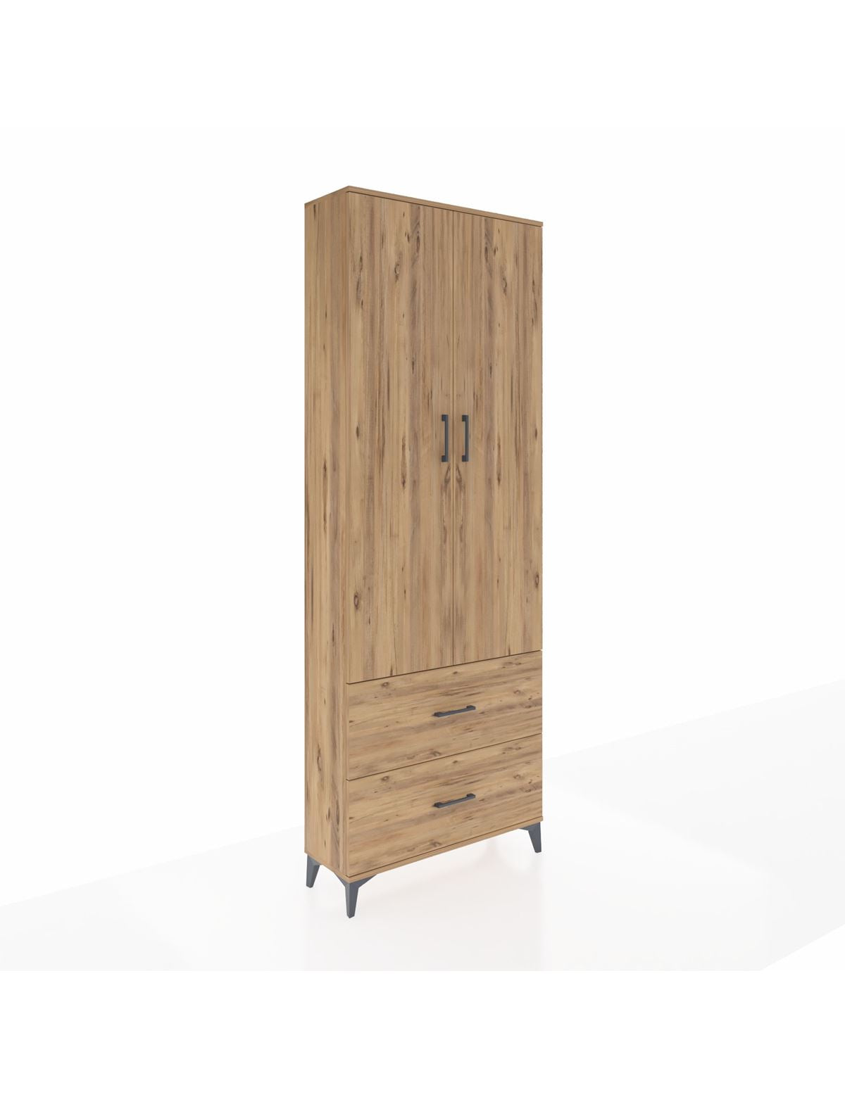 Arges Dolap 4 Raflı 2 Çekmeceli 2 Kapaklı 88x30x243 Çam-Çam