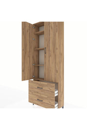 Arges Dolap 4 Raflı 2 Çekmeceli 2 Kapaklı 88x30x243 Çam-Çam