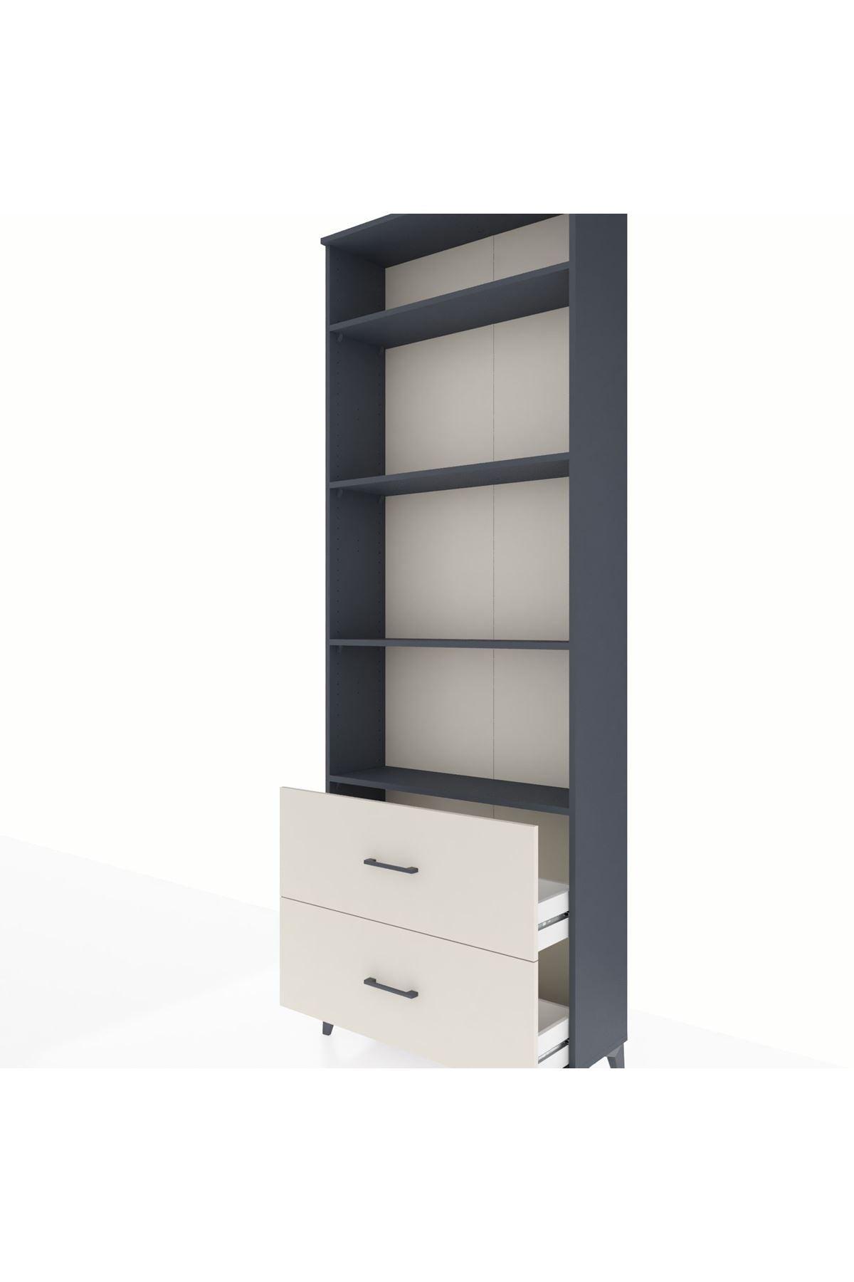 Arges Dolap 4 Raflı 2 Çekmeceli 88x30x243 Antrasit-Aytaşı