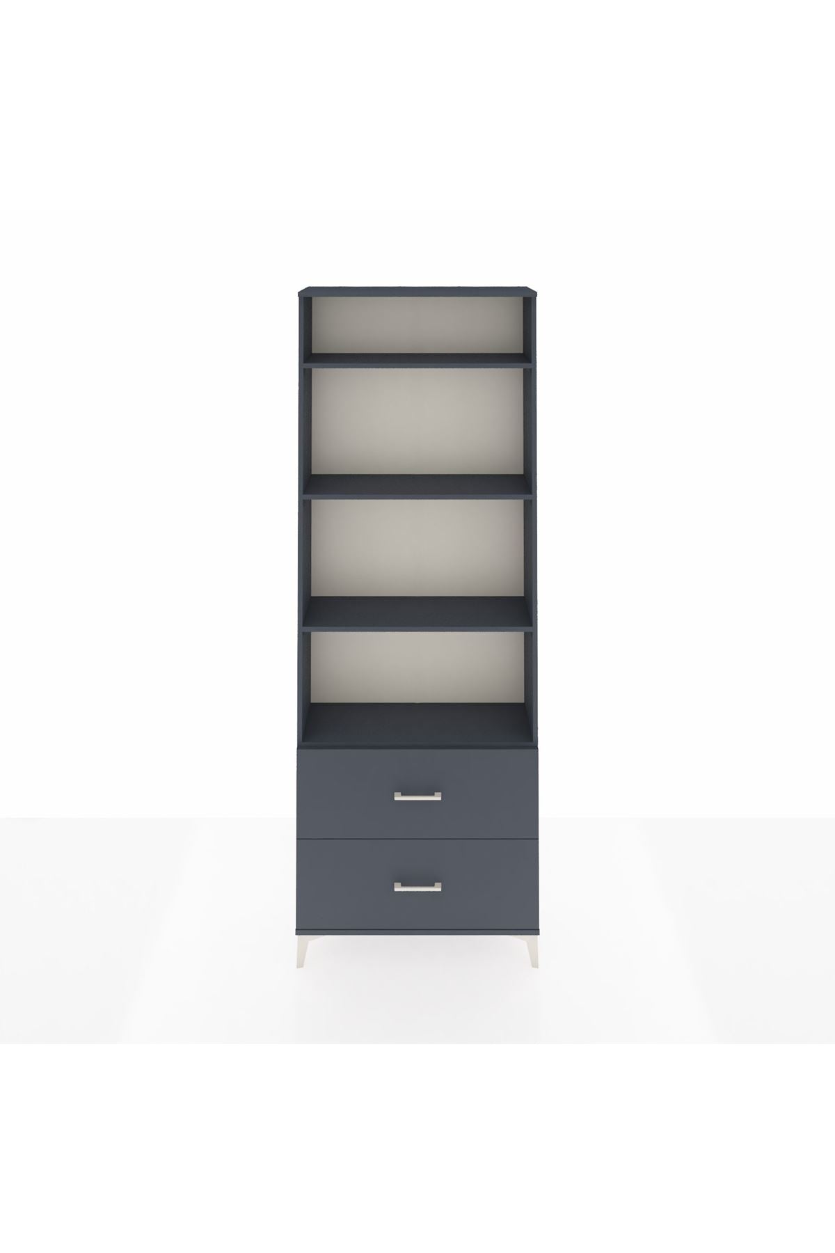 Arges Dolap 4 Raflı 2 Çekmeceli 88x30x243 Antrasit-Antrasit