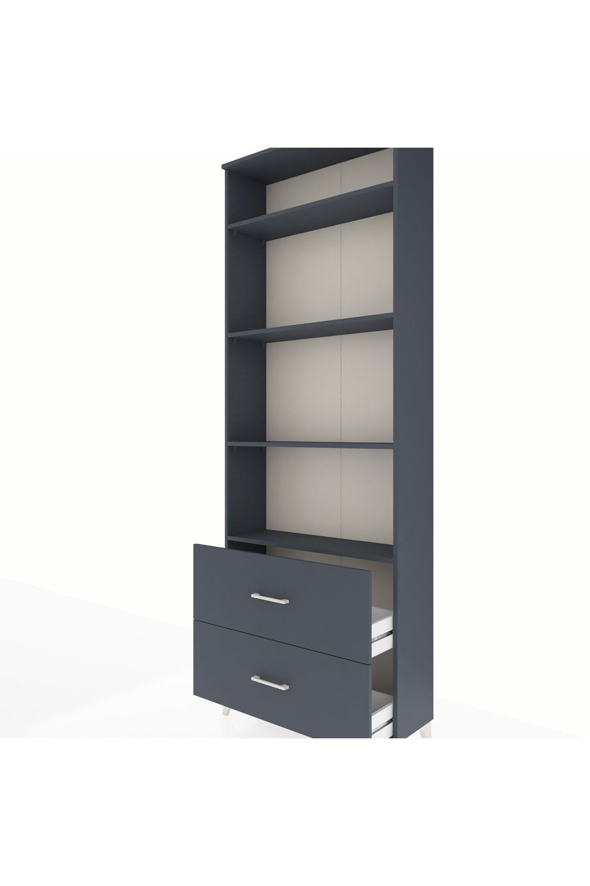 Arges Dolap 4 Raflı 2 Çekmeceli 88x30x243 Antrasit-Antrasit