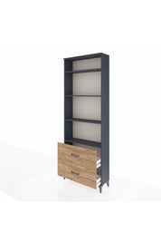 Arges Dolap 4 Raflı 2 Çekmeceli 88x30x243 Antrasit-Çam