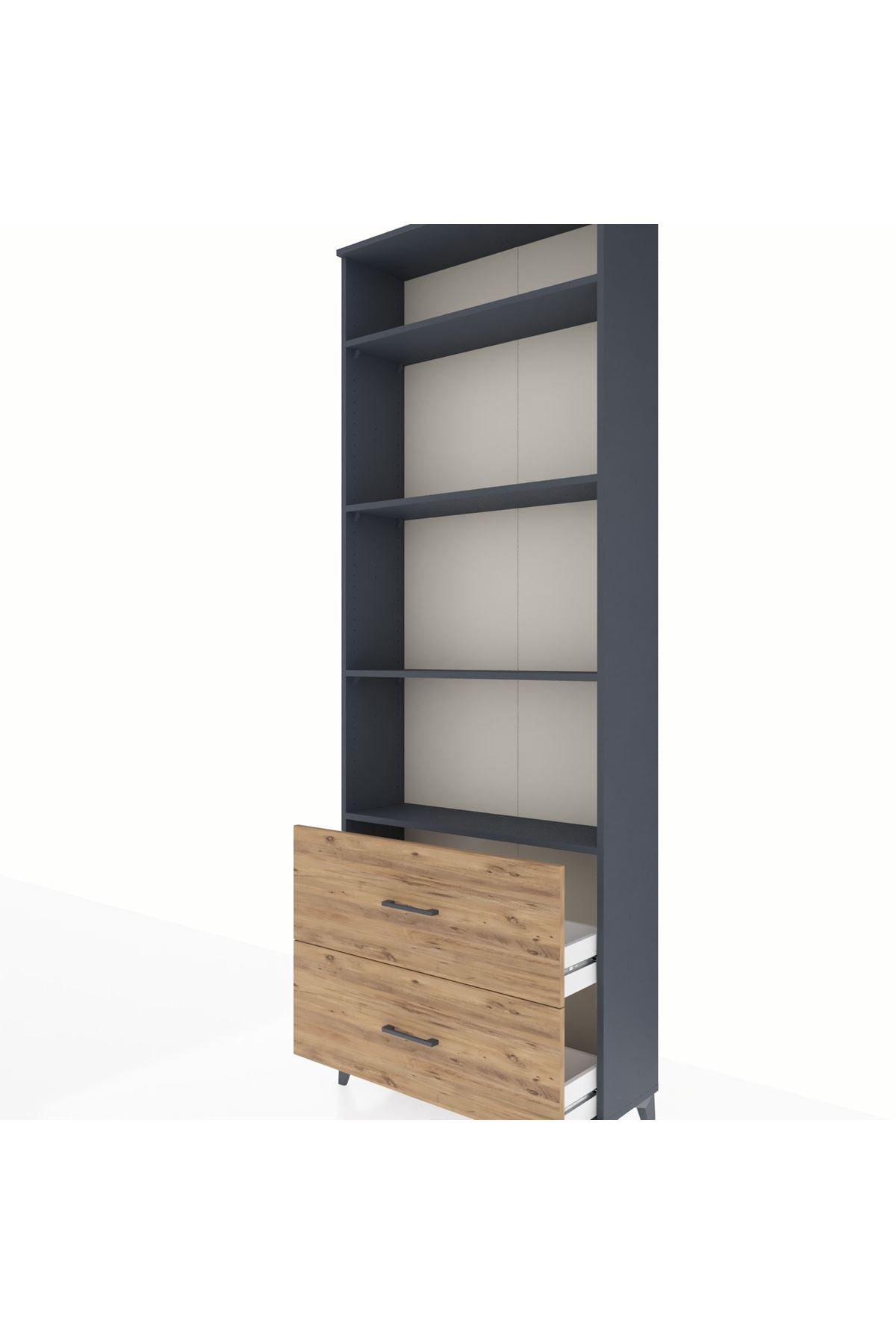 Arges Dolap 4 Raflı 2 Çekmeceli 88x30x243 Antrasit-Çam