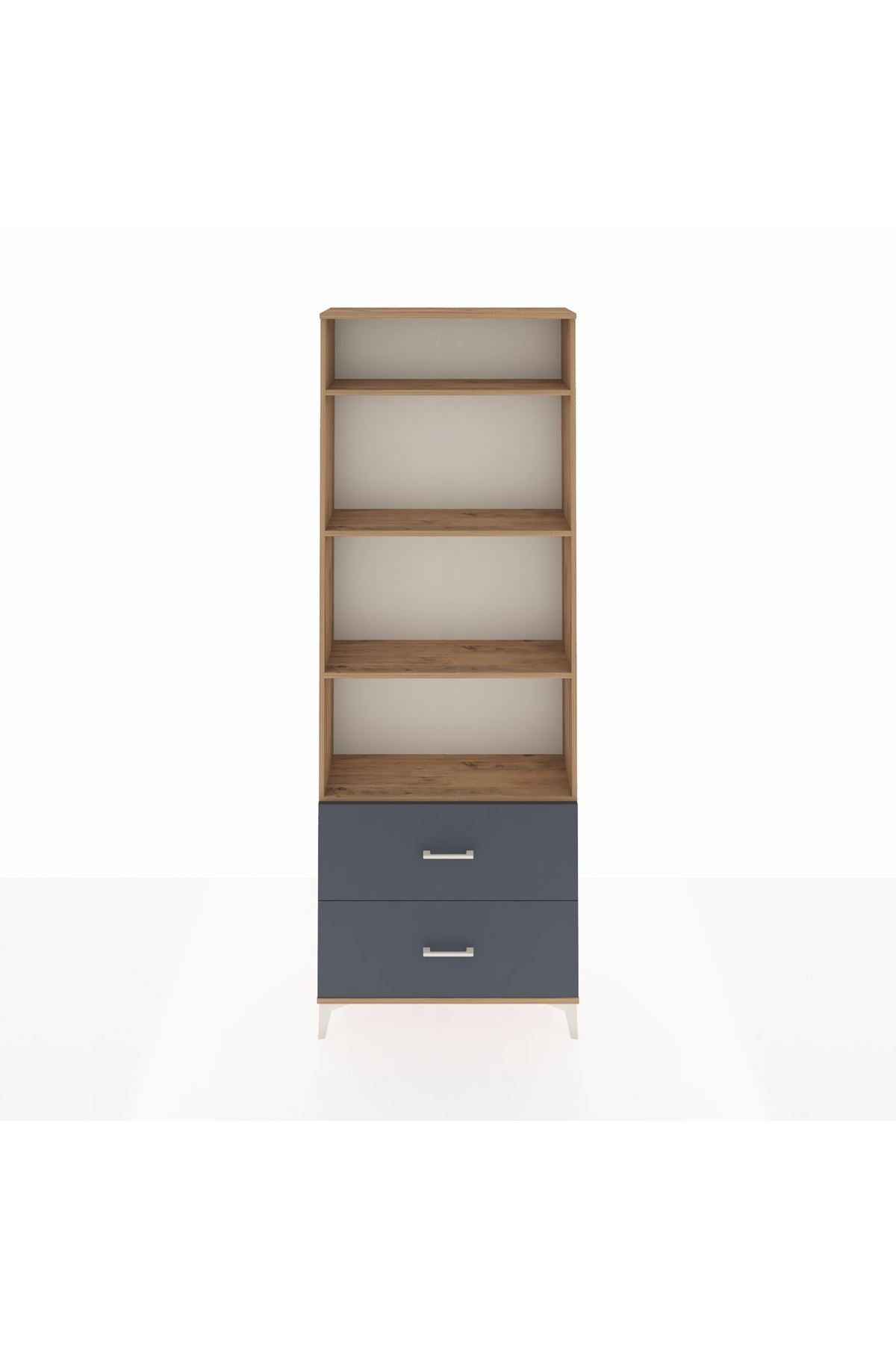 Arges Dolap 4 Raflı 2 Çekmeceli 88x30x243 Çam-Antrasit