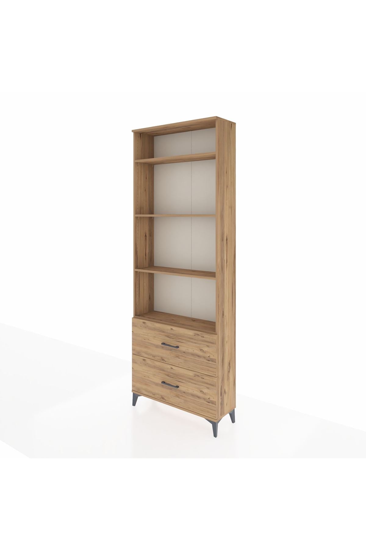 Arges Dolap 4 Raflı 2 Çekmeceli 88x30x243 Çam-Çam