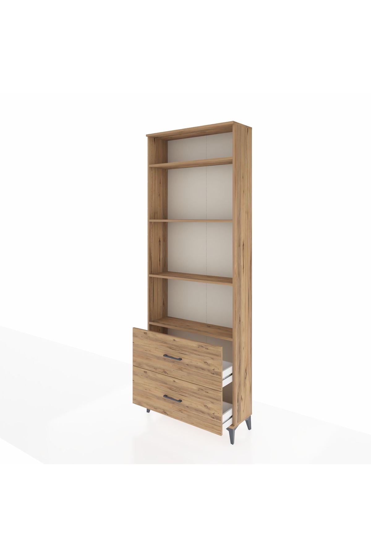 Arges Dolap 4 Raflı 2 Çekmeceli 88x30x243 Çam-Çam