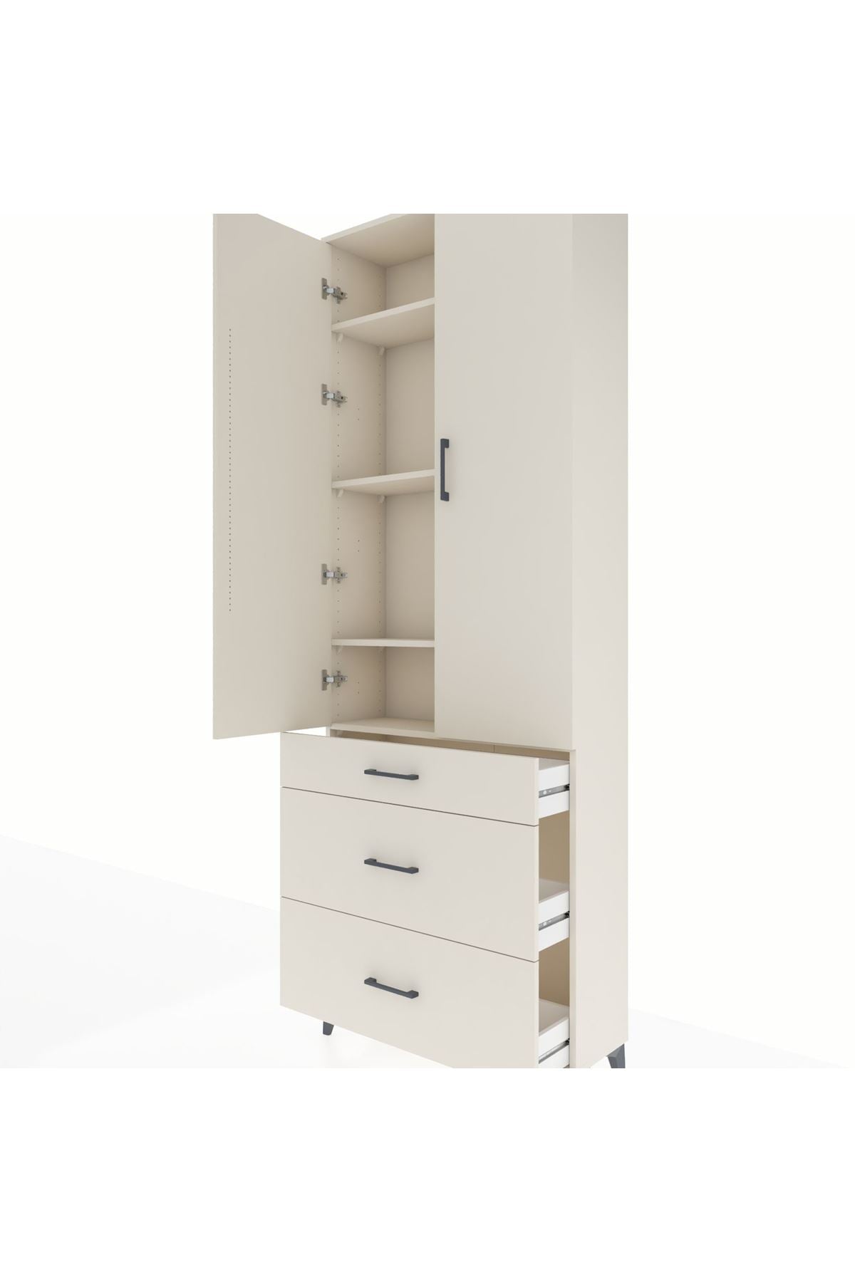 Arges Dolap 4 Raflı 3 Çekmeceli 2 Kapaklı 88x30x243 Aytaşı-Aytaşı