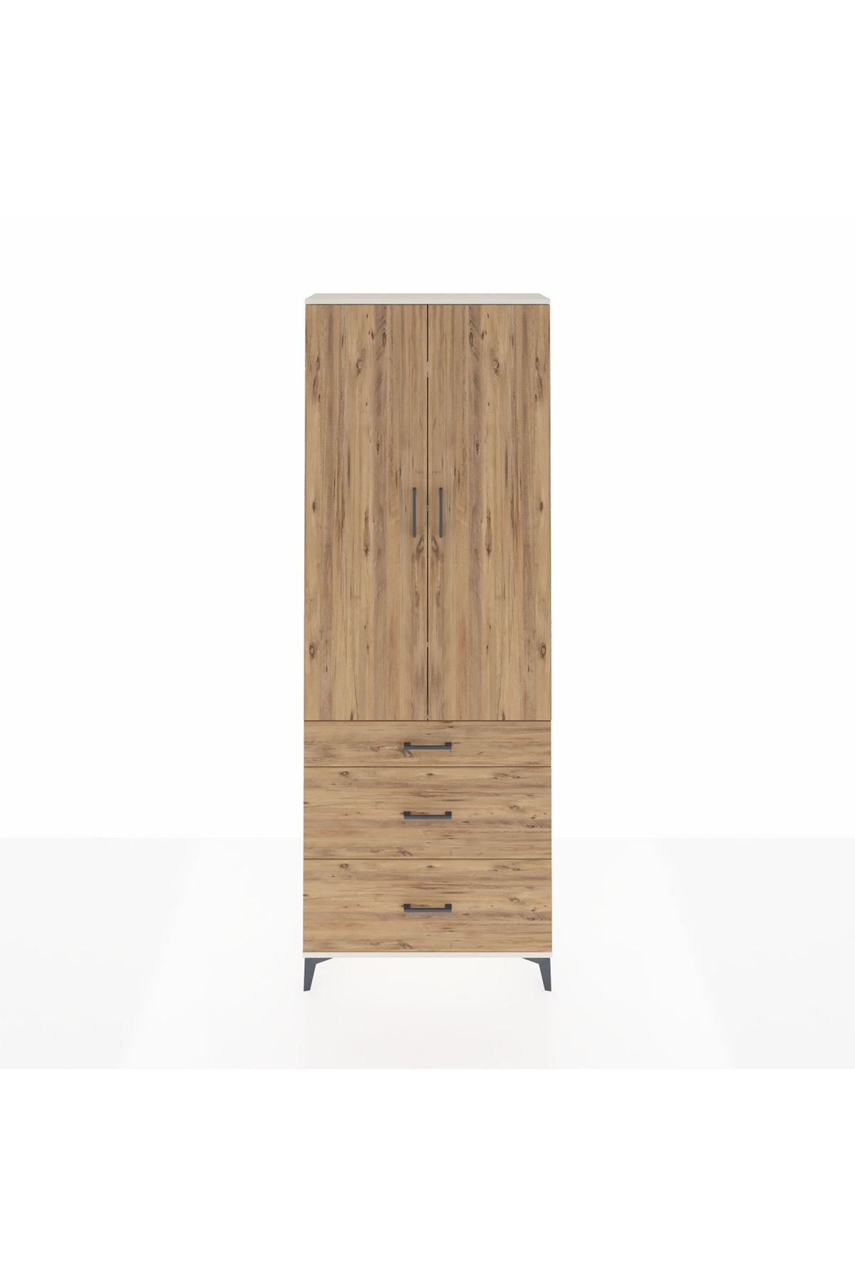 Arges Dolap 4 Raflı 3 Çekmeceli 2 Kapaklı 88x30x243 Aytaşı-Çam