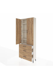 Arges Dolap 4 Raflı 3 Çekmeceli 2 Kapaklı 88x30x243 Aytaşı-Çam