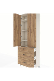 Arges Dolap 4 Raflı 3 Çekmeceli 2 Kapaklı 88x30x243 Aytaşı-Çam