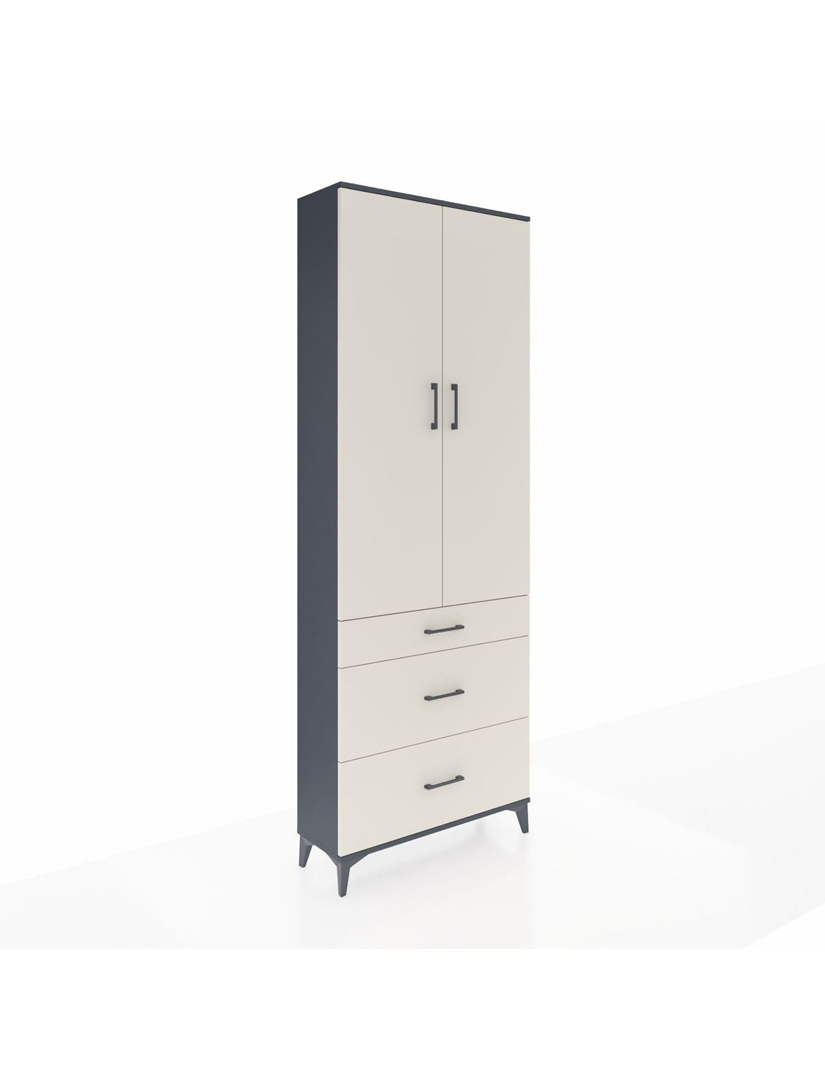 Arges Dolap 4 Raflı 3 Çekmeceli 2 Kapaklı 88x30x243 Antrasit-Aytaşı