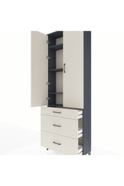 Arges Dolap 4 Raflı 3 Çekmeceli 2 Kapaklı 88x30x243 Antrasit-Aytaşı