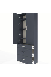 Arges Dolap 4 Raflı 3 Çekmeceli 2 Kapaklı 88x30x243 Antrasit-Antrasit