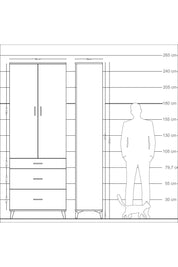 Arges Dolap 4 Raflı 3 Çekmeceli 2 Kapaklı 88x30x243 Antrasit-Antrasit