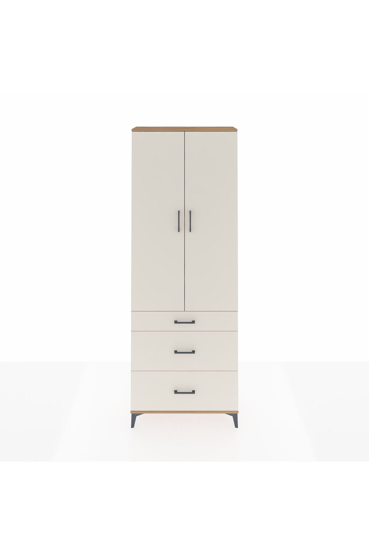 Arges Dolap 4 Raflı 3 Çekmeceli 2 Kapaklı 88x30x243 Çam-Aytaşı