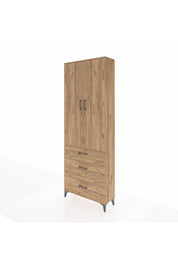 Arges Dolap 4 Raflı 3 Çekmeceli 2 Kapaklı 88x30x243 Çam-Çam